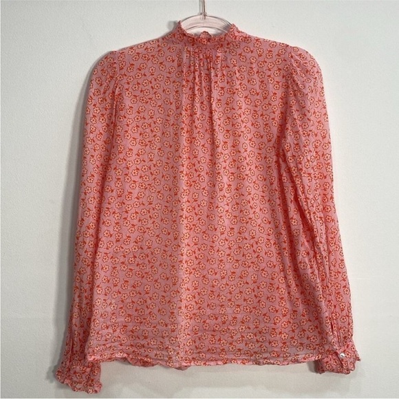 Banjanan Coral Pink Floral Ruffle Button-Front Blouse - Picture 4 of 8